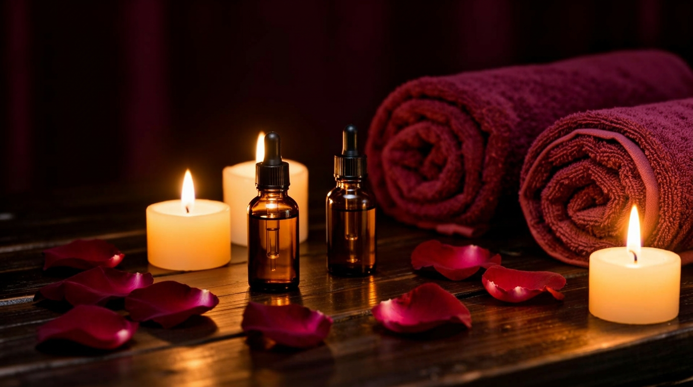 Ambiente de spa com velas